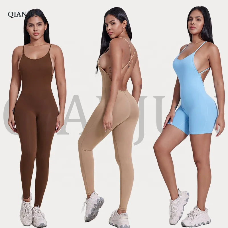 Custom Gym Fitness Set One Piece Yoga Wear Front Sportswear One Piece Women Plus Size Jumpsuit and Rompers