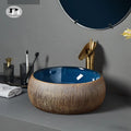 Color Glazed Hand-Curved Ceramic Art Double Color Modern Design Shape Water Resistant Eco-Friendly Counter Bathroom Basin for