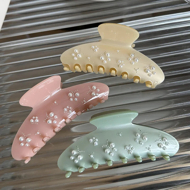 French Diamond-Encrusted Hair Claw Butterfly Rhinestone Acetic Acid Grip Shark Clip Back Headpiece Pan Hair Accessory