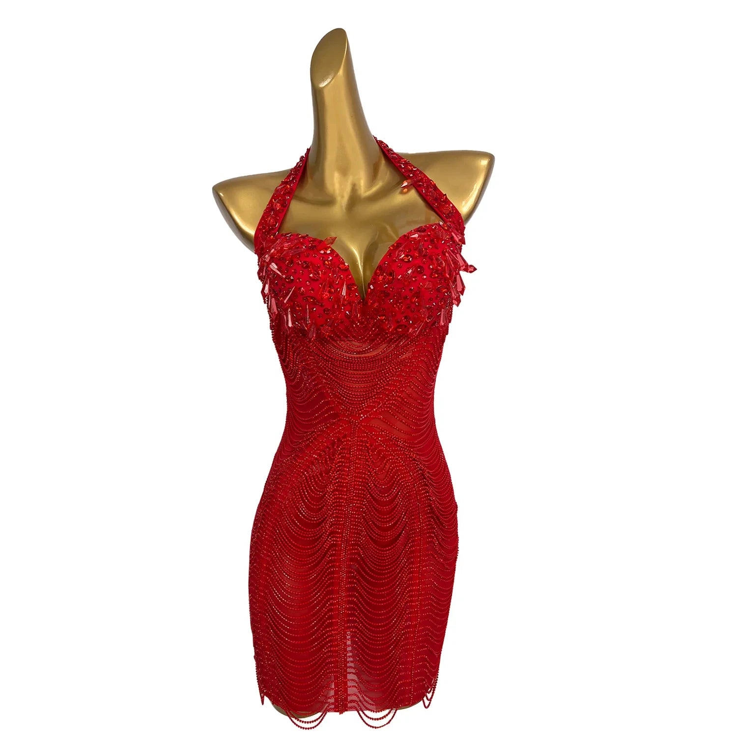 Luxury Chains Diamond Birthday Wedding Banquet Bodycon Dress Dancer Wear Women Prom Gown Female Sexy Backless Night Club Dress