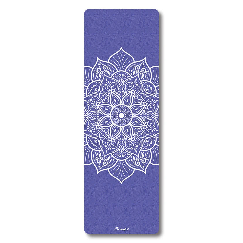 Ecoofit 100% Natural Rubber Toxic Free Organic Nontoxic Large UV Printed Solid Color Mandala Anti-Slip Pu Leather Yoga Mat 4-5mm