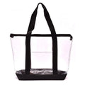 Transparent PVC Tote Bag with Zipper Closure Fashionable Clear Vinyl Handbag for Outdoor Beach Stadium Events Shopping