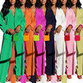 Women's Tracksuit Two Piece Sets Loose Long Sleeve Shirt Tops and Wide Leg Pants Elegant Suits _ Summer Casual Female Outfits
