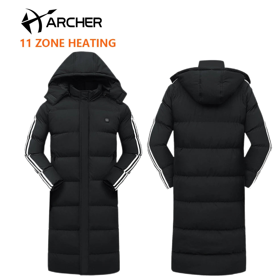 2025 Heating Jacket Rechargeable Smart Heating Winter Waterproof Jacket Mens Long Sleeve Hoodie Warming Heated Down Jacket