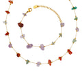 Stainless Steel 18K Gold Plated Chain Colorful Natural Stone Necklace Bracelet Titanium Steel Irregular Natural Stone Necklace