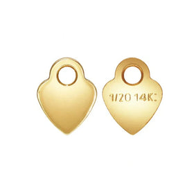 1/20 14K Stamped Solid Gold Filled 3.5*4.6mm Heart Shaped With 1mm Hole Pendant Charms Bracelet Necklace Tail Chain