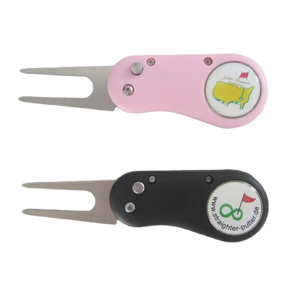 Custom logo on Ball Marker Plastic Handle Foldable Golf Pitch Repair Divot Tool