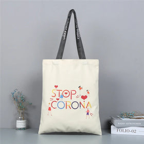 Wholesale Custom LOGO Printed Cartoon Pattern Organic Cotton Bag & Reusable Natural Cotton Canvas Shopping Tote Bag