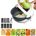 9 in 1 Multi-Function Metal Manual Fruit Slicer and Vegetable Chopper with Drain Basket for Kitchen Use