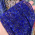 Wholesale Natural Seed Stone 2mm 3mm  4mm Faceted Cutting Tiny Loose Round Blue Lapis Lazuli Beads for Jewelry Making