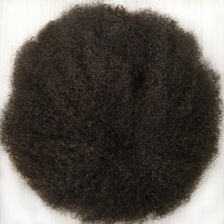 Stock African American Tight Curl Hairpiece  100% Indian Remy Human Hair Thin Skin 6mm Afro Curly Toupees