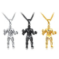 Gym Sports Stainless Steel Jewelry Gothic Bodybuilding Muscular Man Weightlifters Fitness Pendant Necklace
