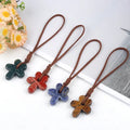 Five-Petal Flower Pendant in Ancient Style DIY Natural Crystal Agate Stone Carving Decorative Craft for Home or Office