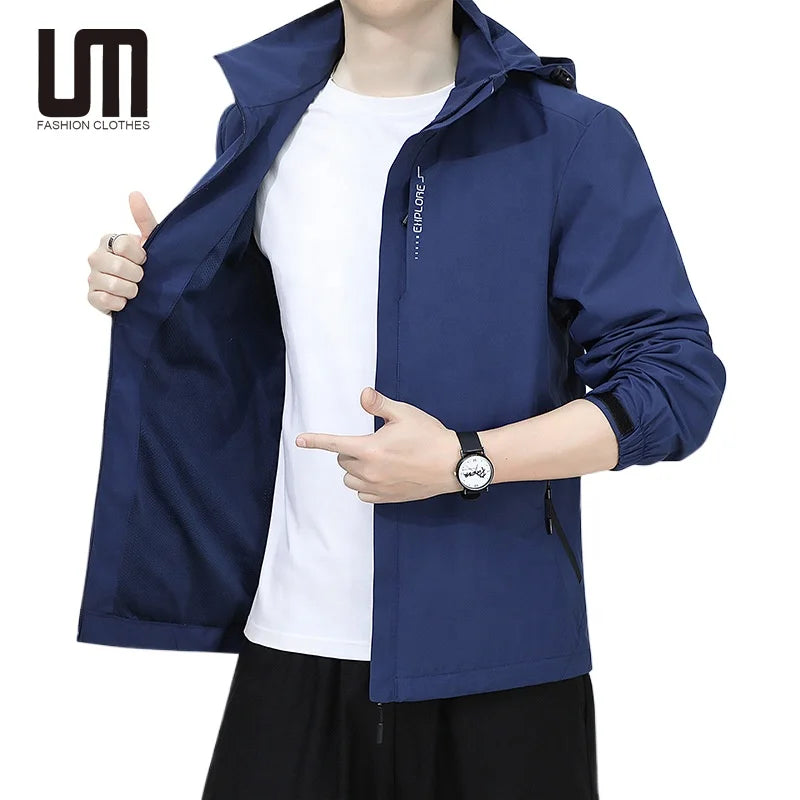 Liu Ming 2025 Trending Fashion Men s Windbreaker Outdoor Plus Size Zipper Hooded Bomber Jacket Coat