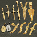 Punk Retro Dagger Pendants Stainless Steel 18K Gold Plated Compass Jewelry Spearhead Pendant Gold Medal Knife Sword Pendant