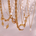 Dingran Holiday Vacation Jewelry Set 18k Gold Plated Stainless Steel Freshwater Pearl Jewelry Sets for Women