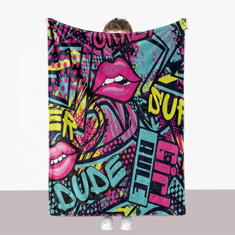 Custom Printed Logo Blanket Plush Throw Blanket Custom Soft Polyester Fleece