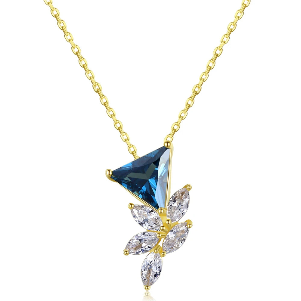 Daidan Silver Necklace Chain Korea Jewelry Flower Pendant 18K Rose Cubic Zirconia Gold Plated Necklace