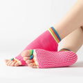 XIANGHUI Wholesale Custom New Women Fashion Ballet Dance Pilates Non Slip Rainbow Color Yoga Grip Toe Socks