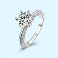 1.0ct VVS1 D Color 925 Sterling Silver Classic Design for Certified Round Cut 6 Prong Setting Moissanite Eternity Band Ring for