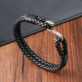 Luxury Vintage Snake Head Design Genuine Woven Leather Stainless Steel Bangle Bracelets for Men Women Jewelry OT-202