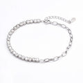 Fashion Classic Bezel Setting Round Zircon Link Chain Bracelet 925 Sterling Silver Women Gift Party Tennis Bracelet