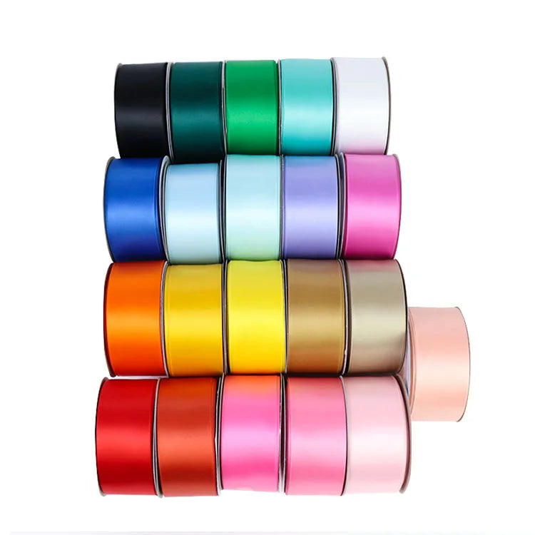 Factory Wholesale 100% Polyester Satin Ribbon 25mm Solid Color 100yards/roll for Birthdays
