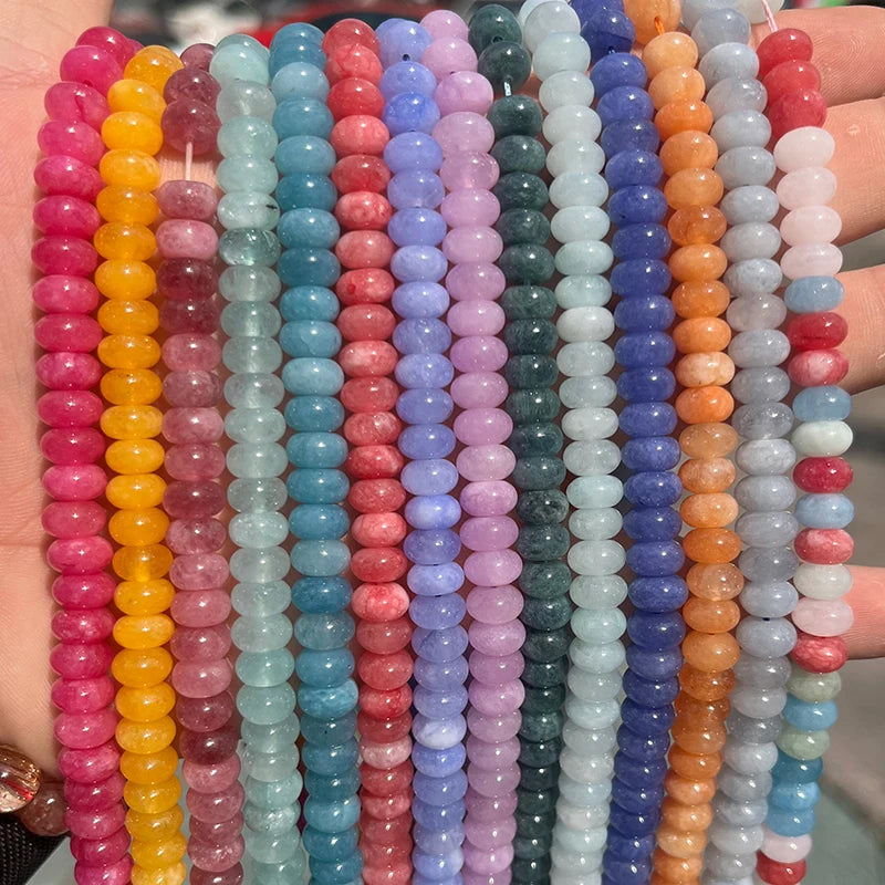 5x8mm Enhanced Multi Colors Chalcedony Beads Abacus Shape Stone Rondelle Beads for Jewelry Making