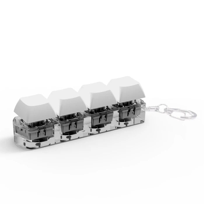Four-Button Square Yellow Mechanical Keyboard Switch Keycap Plastic Keychain Toy Blank Keychain