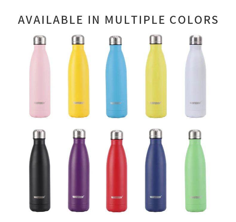 Watersy Double Wall Vacuum Insulated 17oz/500ml Cola Shape Flasks Custom Powder Coated Thermos Sports Bottle