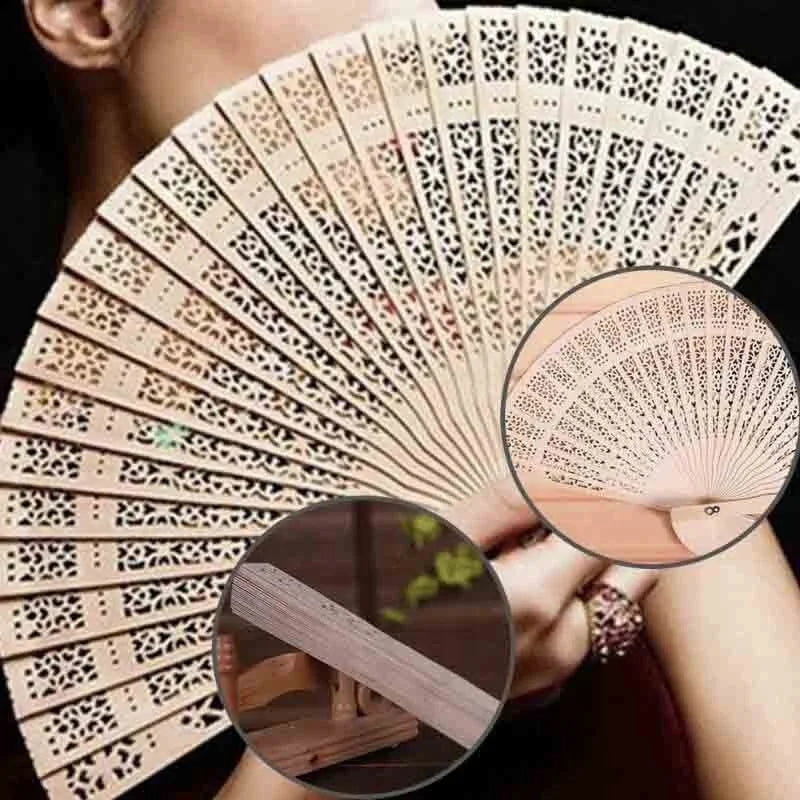 Wholesale Vintage Wedding Fans Handheld Folding Wooden Hand Fans Painted Party Supplies for Weddings