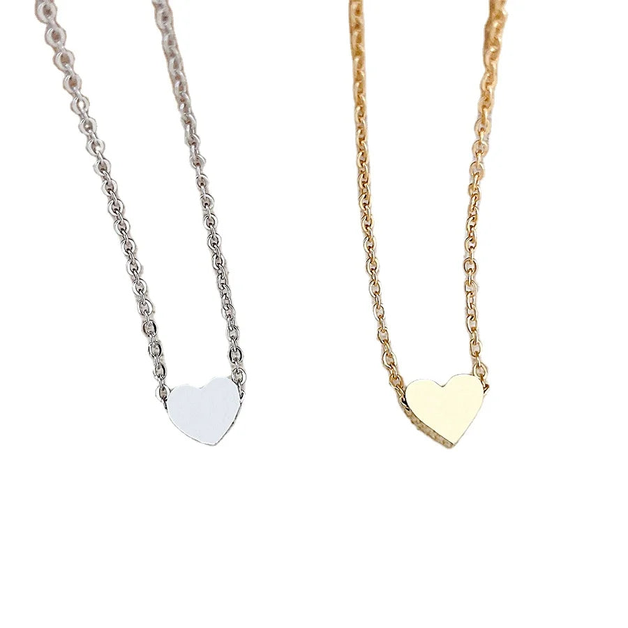 New Fashion Stainless Steel Gold Chain Necklace Jewelry Dainty Tiny Charm Women Girl Heart Shaped Choker Pendant Necklace