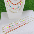 S11118 18k Gold Plated Enamel Rainbow Neon Heart Star Link Chain Bracelet and Necklace Jewelry Sets