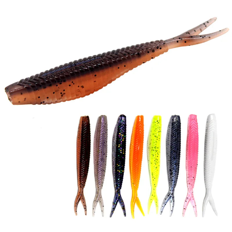 WEIHE 1.5g 6cm 8colors Soft Fishing Lure Double Color Bionic Lifelike Bait Plastic Forked Tail Lures
