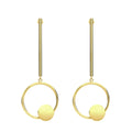 OEM Women's Stainless Steel Geometric Circle Earrings Long Dangle Gold Plated Brincos Feminino Vintage Style Brass Main Material