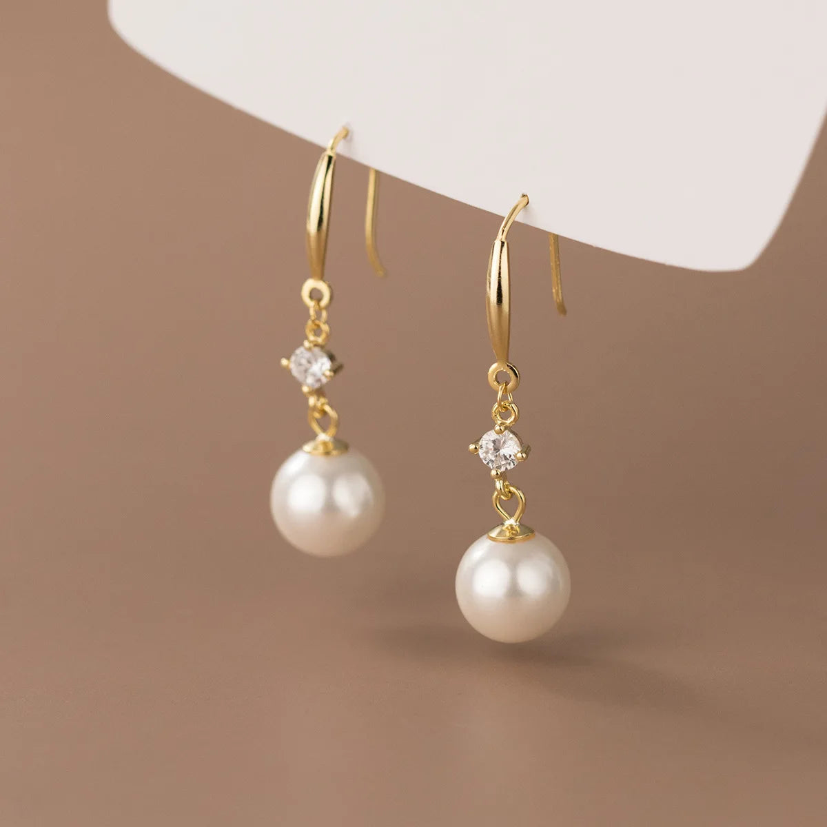 High End Fashion 925 Sterling Silver Cubic Pearl Zirconia Drop Earrings Women Jewelry