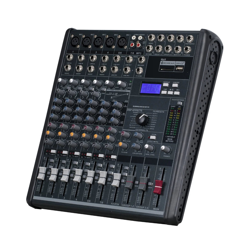 Biner EG8222SD Professional Audio Mixer Built-in 16 Effects Reverb MP3 Playback 8 Channel DJ Digital Mixing Console Marshalling MegaBDM