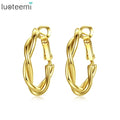 LUOTEEMI Bamboo Earrings Hoops Girls Fashionable Jewelry Gold Plated Huggie Earrings for Women