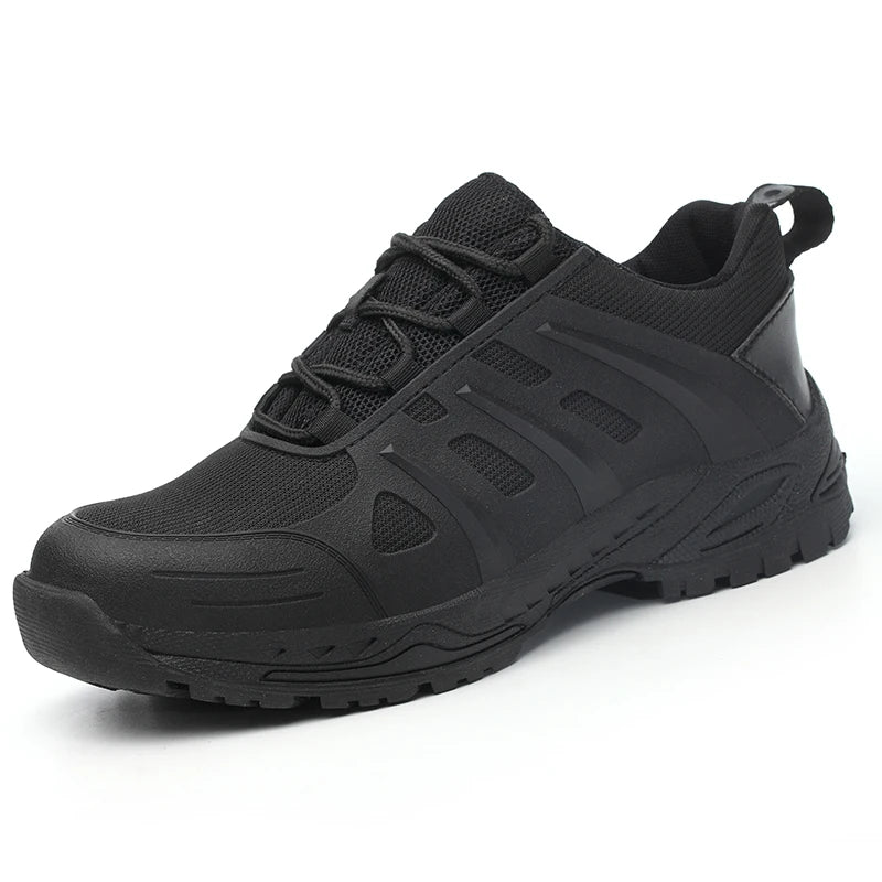 New Style Breathable Lightweight Outdoor Hiking Safety Shoes Work Shoes with Steel Toe Anti-puncture Sneaker Black