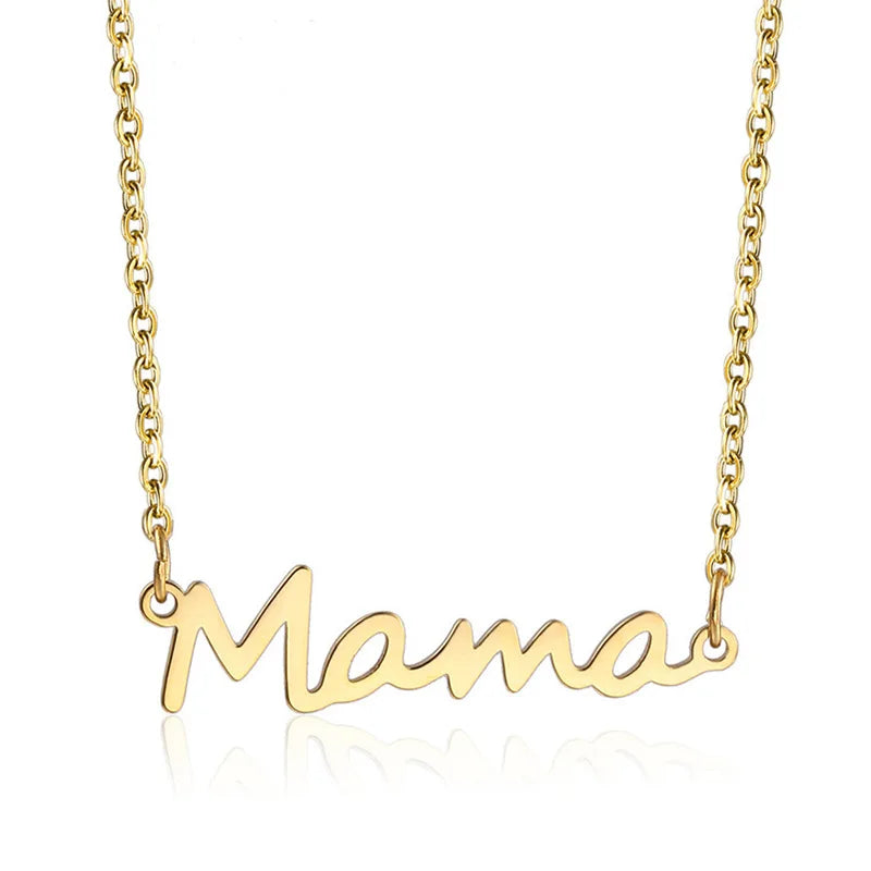 Collares De Acero Inoxidable  Mother's Day Mama Letter Pendant Collar Chain Mom Necklace Stainless Steel