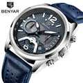 Benyar BY-5171 Design Top Brand Men Quartz Watches Men's Leather Watch High-end Leather Watch Sport Chronograph Reloj