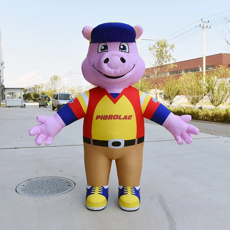 Moving Inflatable Cartoon Pig Doll Walking Costume Advertising Inflatable Cartoon Blown for Decoration Customized