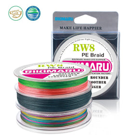 Rikimaru RW8 8 Strands 300m PE Braided Fishing Line Manufacturers Saltwater Angling Lines for Carp Bass Fresh Water