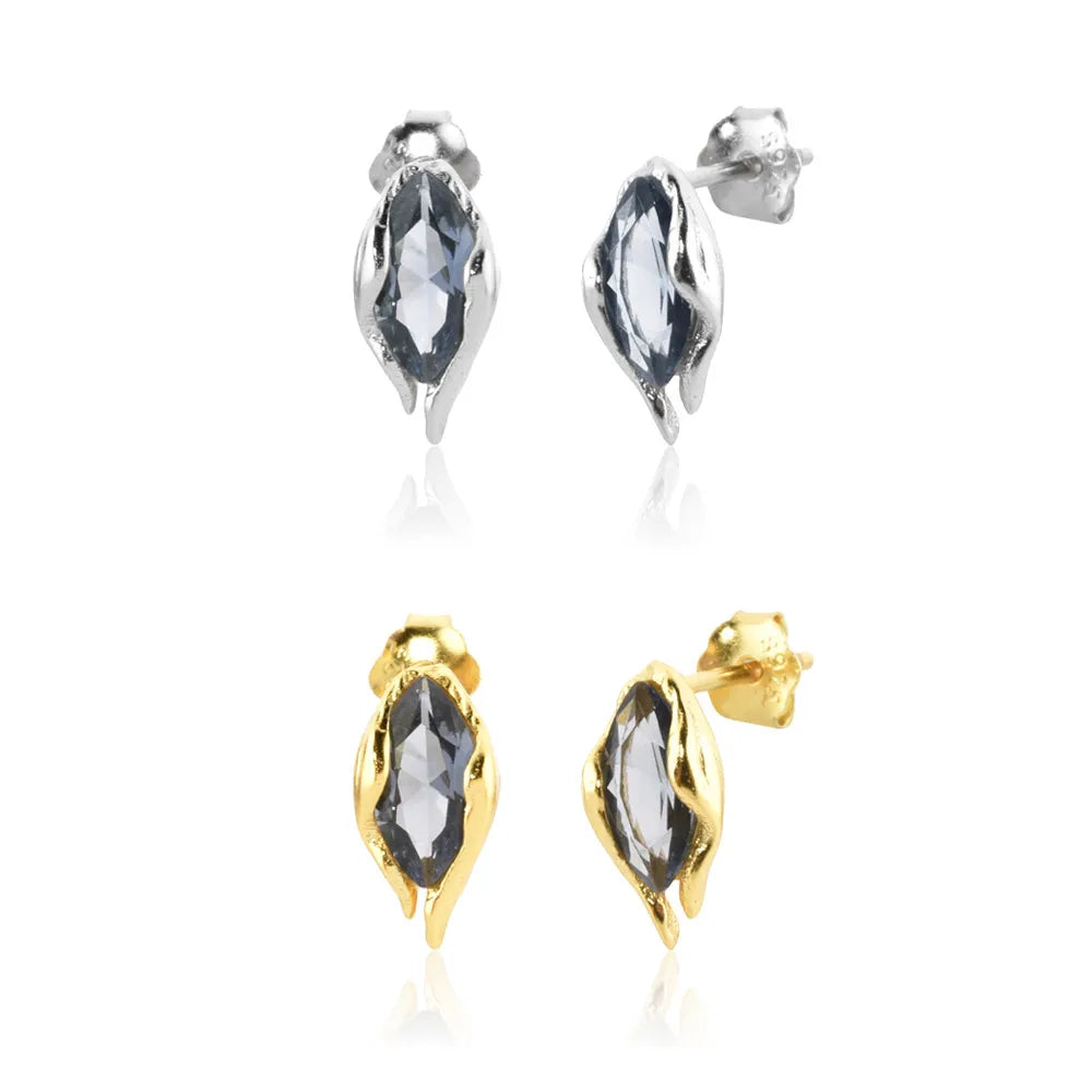 FUAMAY Fashion Aretes Silver 925 Blue Water Drop Earrings for Women Blue Nanostone Water Drop Earrings