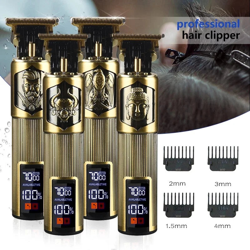 Home Men's LCD Professional USB Rechargeable Barber Shop T9 Clippers Cordless Electric Hair Trimmers