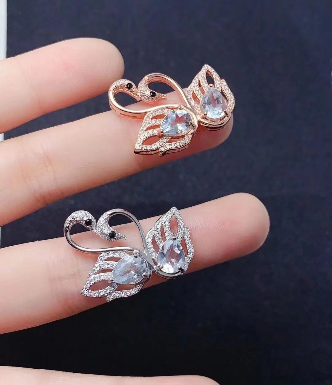 Wholesale Accessories Diy Handmade Making Silver Couple Moon and Sun Magnetic Drop Aquamarine Necklace