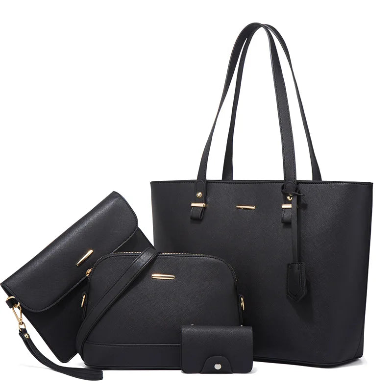 Fashion Women Handbags Wallet Tote Shoulder Bag Top Handle Satchel Purse Set 4pcs for Women