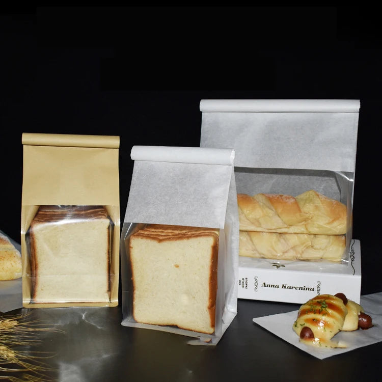 Custom Printed Kraft Paper Bread Packaging Bags Food Packaging with Windows