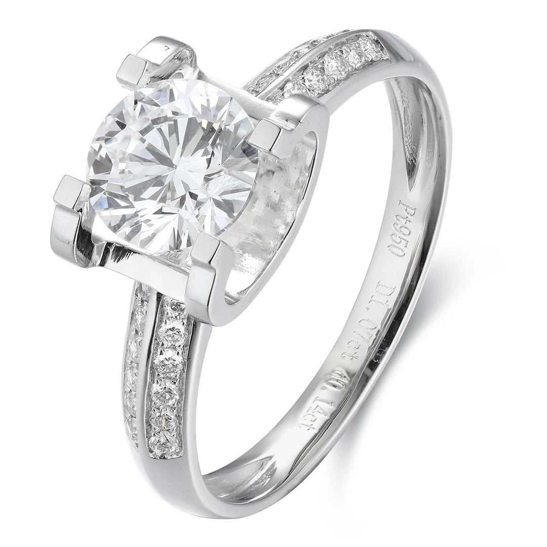 Luxury Custom Engraved Wedding Ring Set GIA IGI VVS1 Lab Grown Diamond Platinum Band Classic Style for Parties