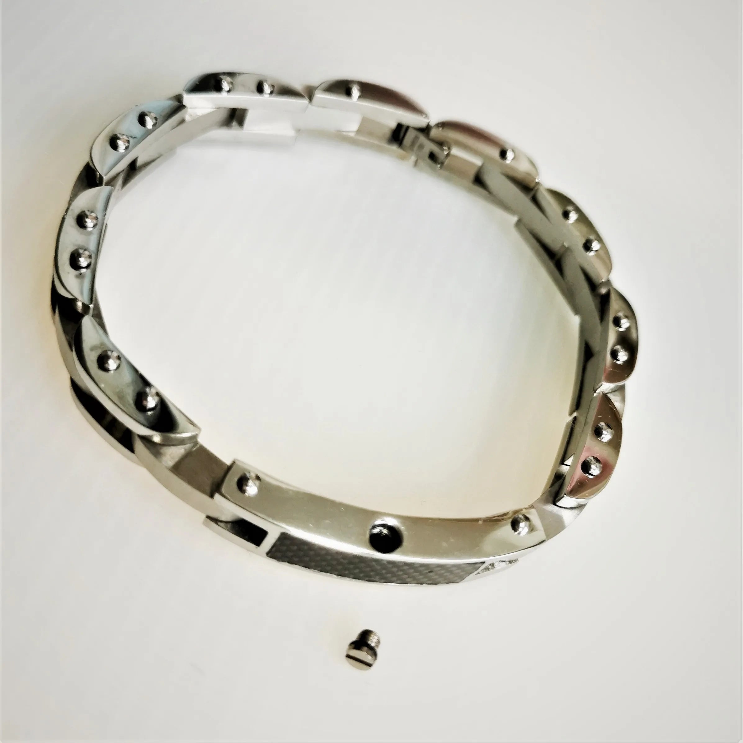 Stainless Steel Link Bangle Cremation Memorial Ashes Urn Cemetery Keepsake Jewelry Funeral Gift Cuff Carbon Fibre Urn Bracelet